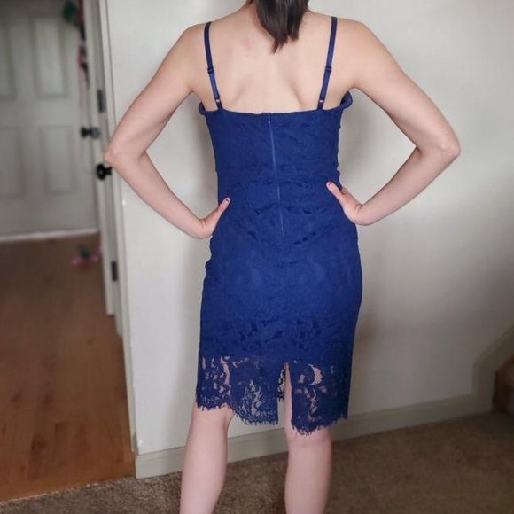Lulu's Royal Blue Lace Dress - Picture 3 of 5
